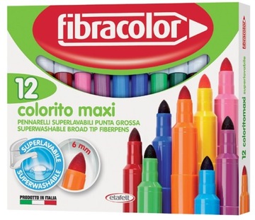 Flamastry DUŻE pisaki markery grube FIBRACOLOR Colorito Maxi 12k ZESTAW