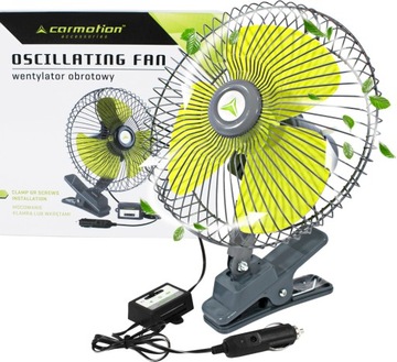 WIATRAK WENTYLATOR SAMOCHODOWY OBROTOWY KLIPS 12V