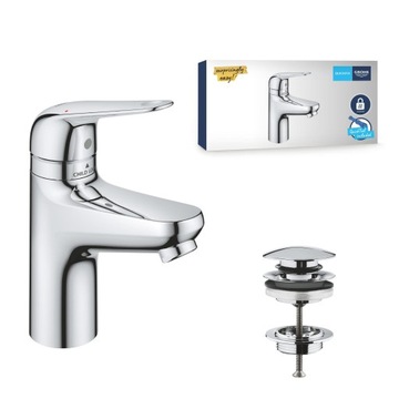 GROHE Swift QuickFix - Basin Mixer Tap with Push-Open Waste Set & Child-Saf