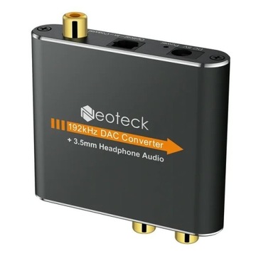 Neoteck Konwerter sygnału cyfrowo-analogowy audio 192 kHz, optyczny Toslink