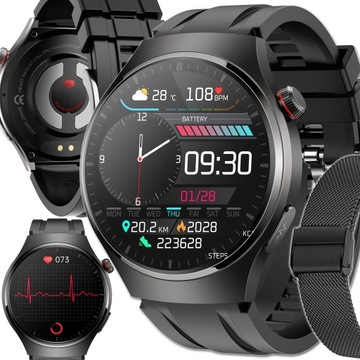 2 PASKI PREMIUM MODEL 2024 SMARTWATCH CIŚNIENIOMIERZ EKG GLUKOZA HRV CZARNY