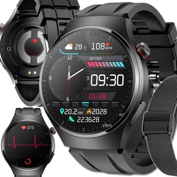 SMARTWATCH ZEGAREK MĘSKI Z EKG POMIAR CUKRU PULS CIŚNIENIE ROZMOWY MENU
