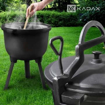 ОХОТНИЧЬЯ ЧУГУННАЯ ШАЛКА 8л Жаркое для костра ГРИЛЬ + БЕСПЛАТНАЯ ЛОЖКА