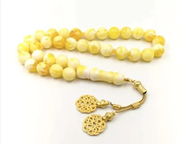 Amber Turkish rosary with a metal tassel