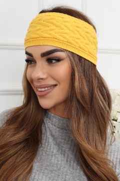 ЖЕНСКАЯ ПОВЯЗКА НА УШИ КРУЖКИ ТЮРБАН ТЕПЛАЯ ШАПКА ШИРОКАЯ ЖЕЛТАЯ