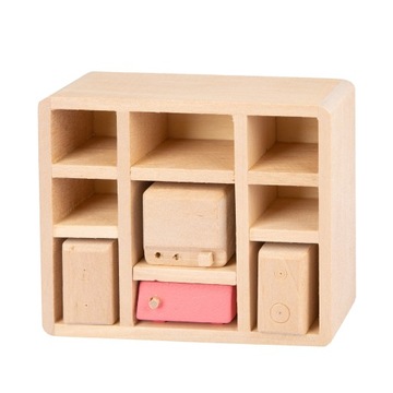 ДЕРЕВЯННЫЙ КОМПЛЕКТ МЕБЕЛИ ДЛЯ КУКОЛЬНОГО ДОМИКА КУКЛИЧНАЯ КРОВАТЬ ШКАФ ХОЛОДИЛЬНИК КНИЖНЫЙ ШКАФ