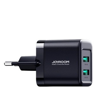 JOYROOM ŁADOWARKA SIECIOWA 2XUSB-A 12W 2.4A - CZARNA