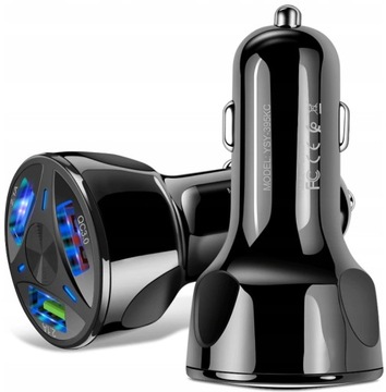 SAMOCHODOWA ŁADOWARKA QUALCOMM QC 3.0 LED 3xUSB