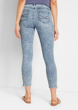 OBCISŁE JEANSY SKINNY ZE STRETCHEM I ZAMKAMI 40