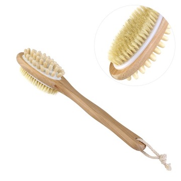DREWNIANA SZCZOTKA POD PRYSZNIC PEELINGUJĄCA DŁUGA RĄCZKA 37CM