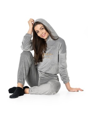 Ciepły Komplet Dresowy Damski Dres Sportowy Welurowy Bluza Spodnie 3709-1 M