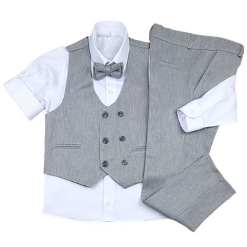 ELEGANCKI GARNITUR DLA CHŁOPCA ZESTAW Z KOSZULĄ KAMIEZLKA I MUCHĄ 128