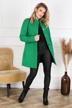 ПАЛЬТО ЖЕНСКОЕ ВЕСНА-ОСЕНЬ УТЕПЛЕННОЕ ДЛИННОЕ ЗЕЛЕНОЕ 46 3XL