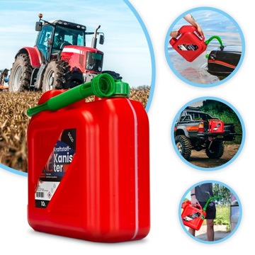 KANISTER PALIWOWY na PALIWO HDPE DWA UCHWYTY LEJEK i korek z USZCZELKĄ 10L