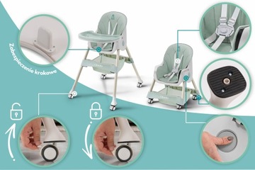ДЕТСКИЙ СТУЛЬЧИК ДЛЯ КОРМЛЕНИЯ КАРАМЕЛЬ 4 В 1, СКЛАДНОЙ НА РЕМНЯХ, ПОДНОС