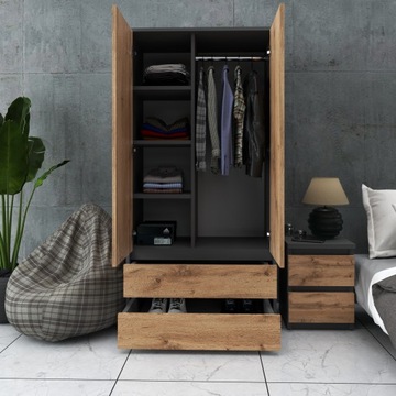 ШКАФ СОВРЕМЕННЫЙ 90СМ 2D2SZ СЕРЫЙ WOTAN