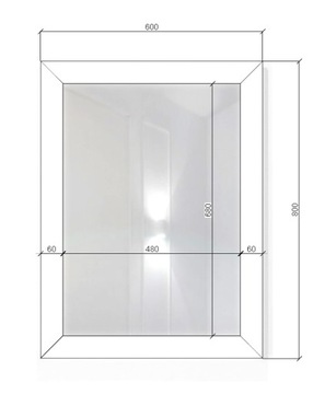 DUŻE Lustro w białej grubej ramie 6cm MDF 80x60
