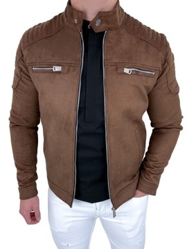 Zamszowa kurtka camel meska ramoneska biker - 3XL