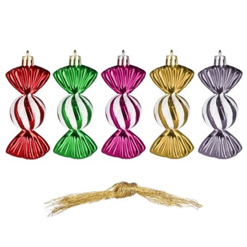 BOMBKI CHOINKOWE 6cm NIETŁUKĄCE cukierki NA CHOINKĘ kolorowe 5szt ZESTAW