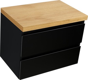 МАТОВЫЙ ЧЕРНЫЙ ШКАФ ДЛЯ ВАННОЙ С ДУБОВОЙ СТОЛЕШНИЦЕЙ 70 СМ