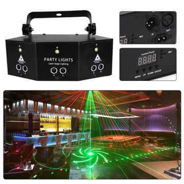 Лазерное сценическое освещение RGB DMX с 9 глазами