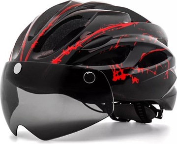 ВЕЛОСИПЕДНЫЙ ШЛЕМ С МАГНИТНЫМИ СТЕКЛАМИ, EPS + подсветка ПК