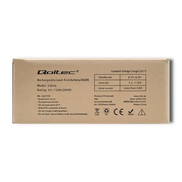 Аккумулятор Qoltec AGM | 6В | 12 Ач