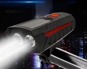 ВЕЛОСИПЕДНАЯ АККУМУЛЯТОРНАЯ ФАРА ПЕРЕДНЯЯ + ЗАДНЯЯ USB СВЕТОДИОДНЫЙ ЗВОНОК 4в1 МОЩНЫЙ + СОЛНЕЧНАЯ