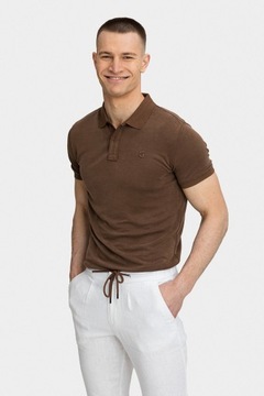 Brązowa koszulka polo męska dopasowany krój rozmiar XXXL