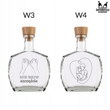 Butelka elegancka KARAFKA 0,5 L grawer PREZENT na WALENTYNKI URODZINY MAMY