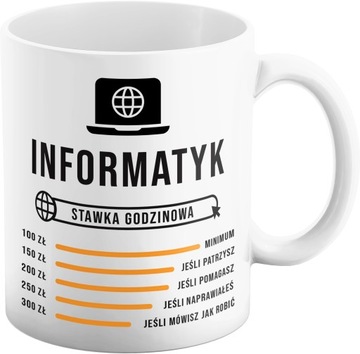 KUBEK INFORMATYK STAWKA ŚMIESZNY 330 ML PREZENT