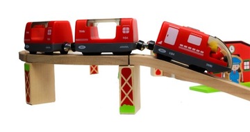 ДЕРЕВЯННЫЕ ЖЕЛЕЗНОДОРОЖНЫЕ ПУТИ ПОЕЗД аккумуляторные вагоны туннель 320 см набор для детей