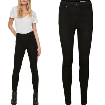 Vero Moda Czarne Damskie Jeansy Spodnie Jeans Rurki Skinny Long XS 34