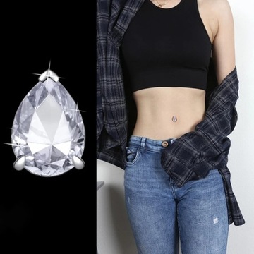 Ювелирные изделия из стерлингового серебра 925 пробы для тела, пирсинг пупка и пупка с каплями воды