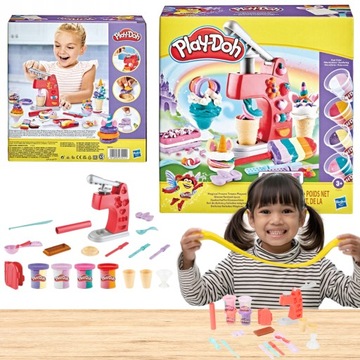 ZESTAW PLAY-DOH CIASTOLINA MAGICZNA LODZIARNIA TĘCZOWE LODY UNICORN DODATKI