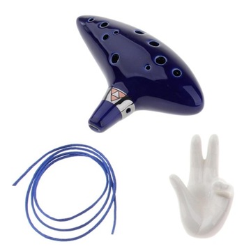 1 Set 12 Holes Ceramic Ocarina Vessel Xun w/ Hand Shaped Stand