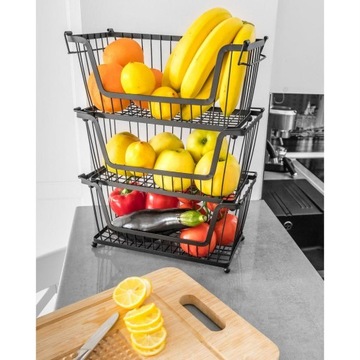 Koszyk na owoce i warzywa metalowy czarny piętrowy