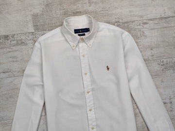 RALPH LAUREN POLO CHAMBRAY OXFORD BIAŁA KOSZULA MĘSKA SLIM FIT r. M