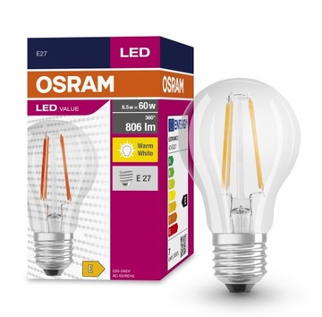 Osram żarówka LED Value 6.5W E27 2700K 806lm