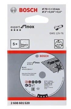 BOSCH TARCZA KORUNDOWA INOX GWS 12V-76 76mm 10x1mm