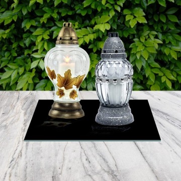 SZKLANA PODSTAWKA POD ZNICZE 40x30cm Czerń 486b