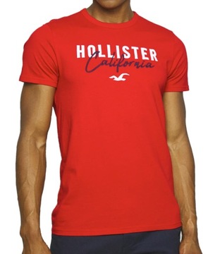 HOLLISTER Czerwony T-shirt Męski Duże Logo S