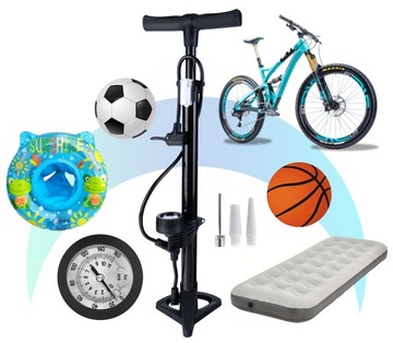 ВЕЛОСИПЕДНЫЙ НАСОС С МАНОМЕТРОМ ДЛЯ МАТРАСНЫХ ШАРОВ
