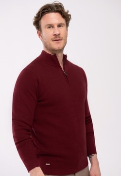OUTLET męski sweter burgundowy ze stójką VOLCANO S-JOIN 5XL