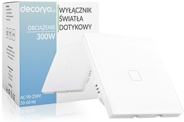 POJEDYNCZY WŁĄCZNIK ŚWIATŁA SZKLANY DOTYKOWY LED BIAŁY DOPUSZKOWY WIFI TUYA