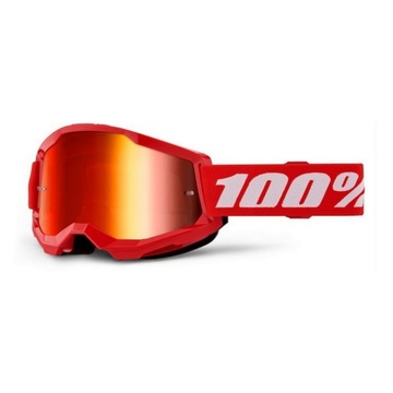 Gogle 100% Strata 2 Red czerwone białe napisy szybka lustrzana