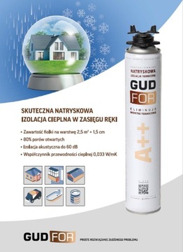 Pianka GUDFOR A++ izolacja do ociepleń PUR 12 sztuk + 24 dysze do natrysku