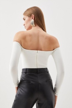 БЕЛОЕ БОДИ, С ОТКРЫТЫМИ ПЛЕЧАМИ, ДЛИННЫМ РУКАВОМ KAREN MILLEN L