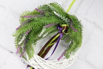 Плетеный венок, папоротник, вереск, украшение ФИОЛЕТОВЫЙ
