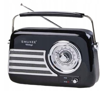 RADIO vintage Z GŁOŚNIKIEM BLUETOOTH 23 x 8,7 x19,1 cm SMUKEE czarne 5W